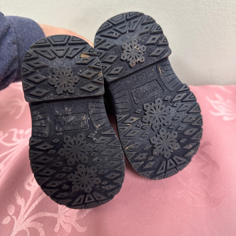 Carters Deltha Toddler Girls Navy Heart Print Winter Snow Boots Size 4M CF21Q01B - Picture 5 of 6